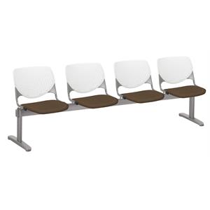 KFI KOOL Polyurethane 4 Seat Reception Bench in White/Fudge Brown