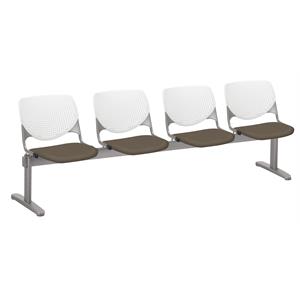 KFI KOOL Polyurethane 4 Seat Reception Bench in White/Java Brown