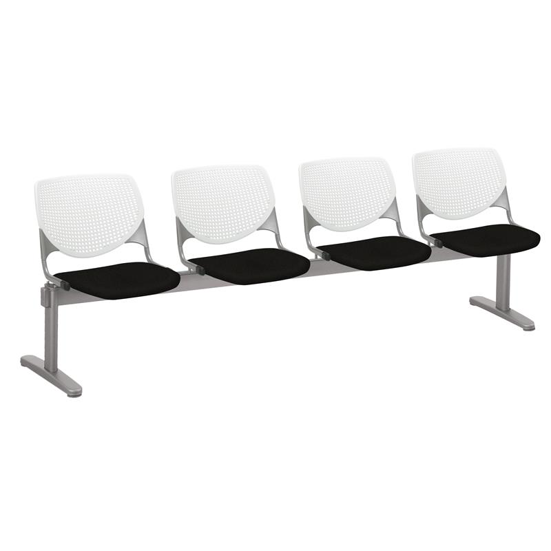 KFI KOOL Polyurethane 4 Seat Reception Bench in White/Tuxedo Black