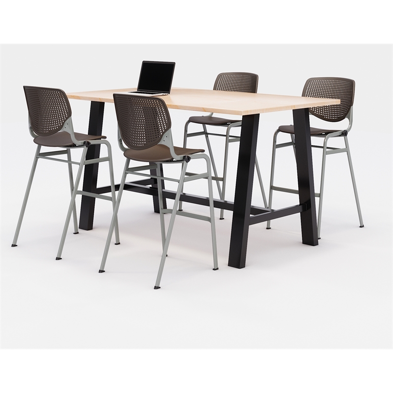 KFI Studios Midtown Bistro Dining Set - Maple Top - Brownstone Chairs
