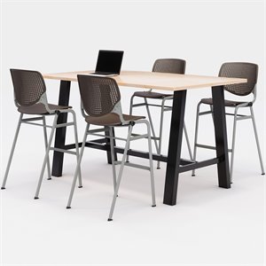 KFI Studios Midtown Bistro Dining Set - Maple Top - Brownstone Chairs