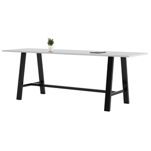 KFI Studios Midtown Bistro Dining Set - White Top - Navy Chairs