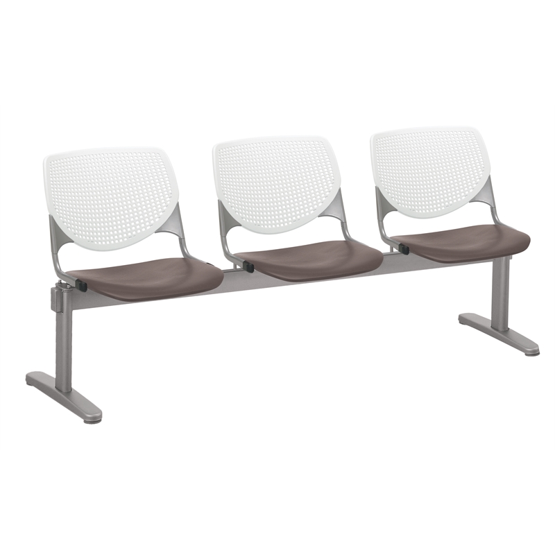 KFI KOOL Polyurethane 3 Seats Reception Bench in White/Brownstone
