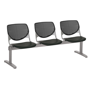 KFI KOOL Polyurethane 3 Seats Reception Bench with Seats & Back in Black