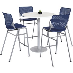 KFI 42&quot Round Bistro Table - White Top - Kool Barstools - Navy