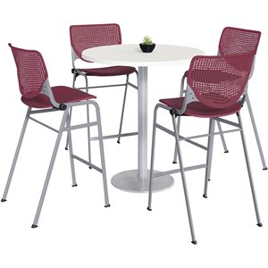 KFI 42&quot Round Bistro Table - White Top - Kool Barstools - Burgundy