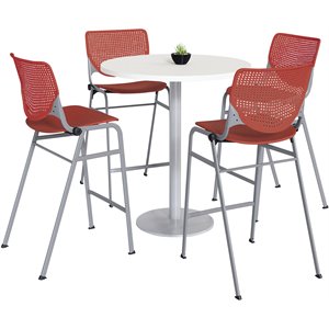 KFI 42&quot Round Bistro Table - White Top - Kool Barstools - Coral