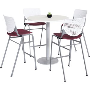 KFI 36&quot Round Bistro Table - White Top - Kool Barstools - White/Burgundy