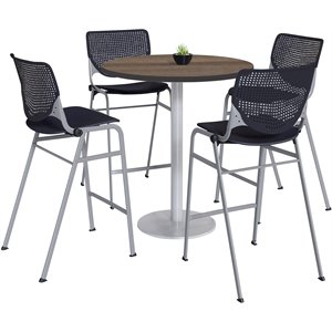 KFI 42&quot Round Bistro Table - Teak Top - Kool Barstools - Black