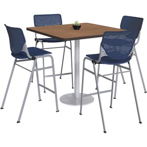 KFI 36&quot Square Pedestal Table - Cherry Top - Kool Barstools - Navy