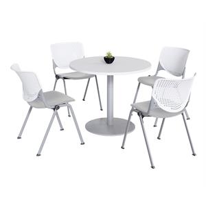 KFI 36&quot Round Pedestal Table - White Top - Kool Chairs White/Grey