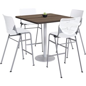 KFI 42&quot Square Bistro Table - Teak Top - Kool Barstools - White