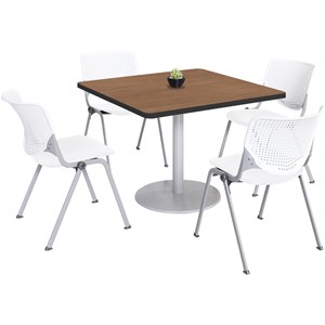 KFI 42&quot Square Dining Table - Cherry Top - Kool Chairs - White