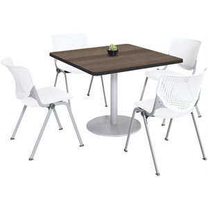 KFI 42&quot Square Dining Table - Teak Top - Kool Chairs - White