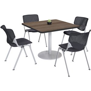 KFI 42&quot Square Dining Table - Teak Top - Kool Chairs - Black