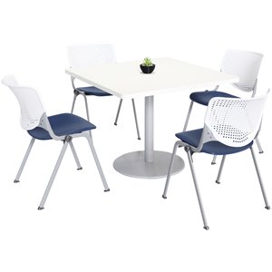 KFI 42&quot Square Dining Table - White Top - Kool Chairs - White/Navy