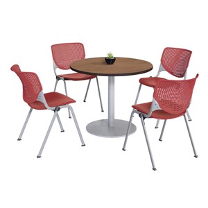 KFI 42&quot Round Dining Table - Cherry Top - Kool Chairs - Coral