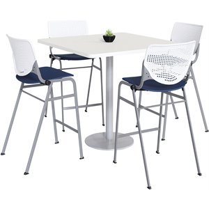 KFI 36&quot Square Bistro Table - White Top - Kool Barstools - White/Navy