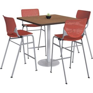 KFI 36&quot Square Pedestal Table - Cherry Top - Kool Barstools - Coral