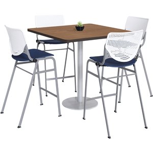 KFI 42&quot Square Bistro Table - Cherry Top - Kool Barstools - White/Navy