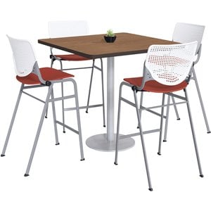 KFI 42&quot Square Bistro Table - Cherry Top - Kool Barstools - White/Coral