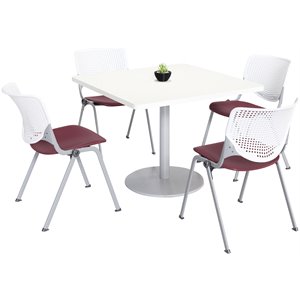 KFI 36&quot Square Dining Table - White Top - Kool Chairs - White/Burgundy