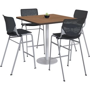 KFI 42&quot Square Bistro Table - Cherry Top - Kool Barstools - Black