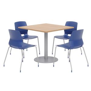 Olio Designs Square 36in Lola Dining Set - Maple Table - Navy Chairs