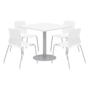 Olio Designs Square 36in Lola Dining Set - White Table - White Chairs