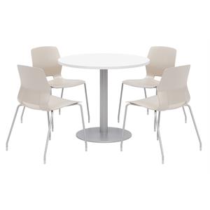 Olio Designs Round 42in Lola Dining Set - White Table - Moonbeam Chairs