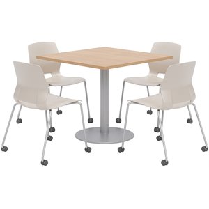 Olio Designs Maple Square 36in Lola Dining Set - Moonbeam Caster Chairs