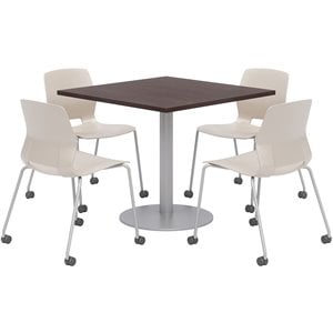 Olio Designs Espresso Square 36in Lola Dining Set - Moon Caster Chairs