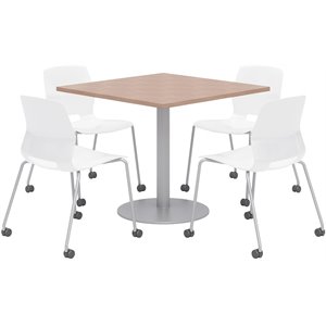 Olio Designs Cherry Square 36in Lola Dining Set - White Caster Chairs