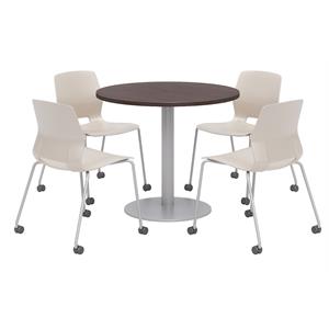 Olio Designs Espresso Round 42in Lola Dining Set - Moon Caster Chairs