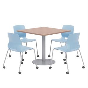 Olio Designs Cherry Square 42in Lola Dining Set - Blue Caster Chairs