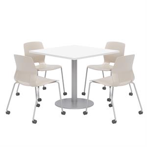 Olio Designs White Square 42in Lola Dining Set -  Moon Caster Chairs