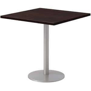 30&quot Square Pedestal Table - Espresso Top - Silver Base