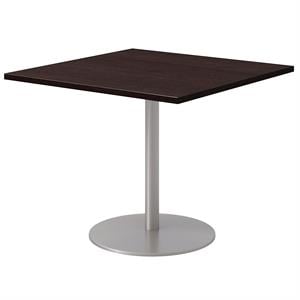 36&quot Square Pedestal Table - Espresso Top - Silver Base