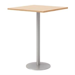 30&quot Square Pedestal Table - Maple Top - Silver Base - Bistro Height