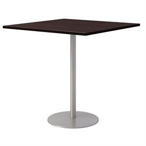 42&quot Square Pedestal Table - Espresso Top - Silver Base - Bistro Height