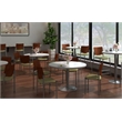 KFI Evolve Guest Chair - Casters - Navy fabric Chocolate Wood Back