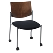 KFI Studios Evolve Armless Guest Chair w/Casters in Black Vinyl/Chocolate Back