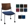 KFI Studios Evolve Armless Guest Chair w/Casters in Black Vinyl/Chocolate Back
