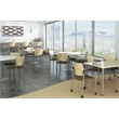 KFI Evolve Guest Chair - Casters - Navy fabric - Natural Wood Back