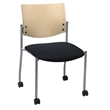 KFI Evolve Guest Chair - Casters - Black fabric - Natural Wood Back