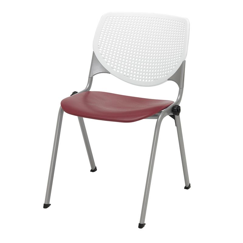 KFI KOOL Stack Chair - White Back - Burgundy Seat