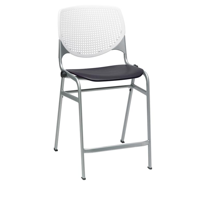 KFI Studios Plastic  KOOL Counter Stool - White Back - Black Seat