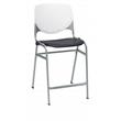 KFI Studios Plastic  KOOL Counter Stool - White Back - Black Seat