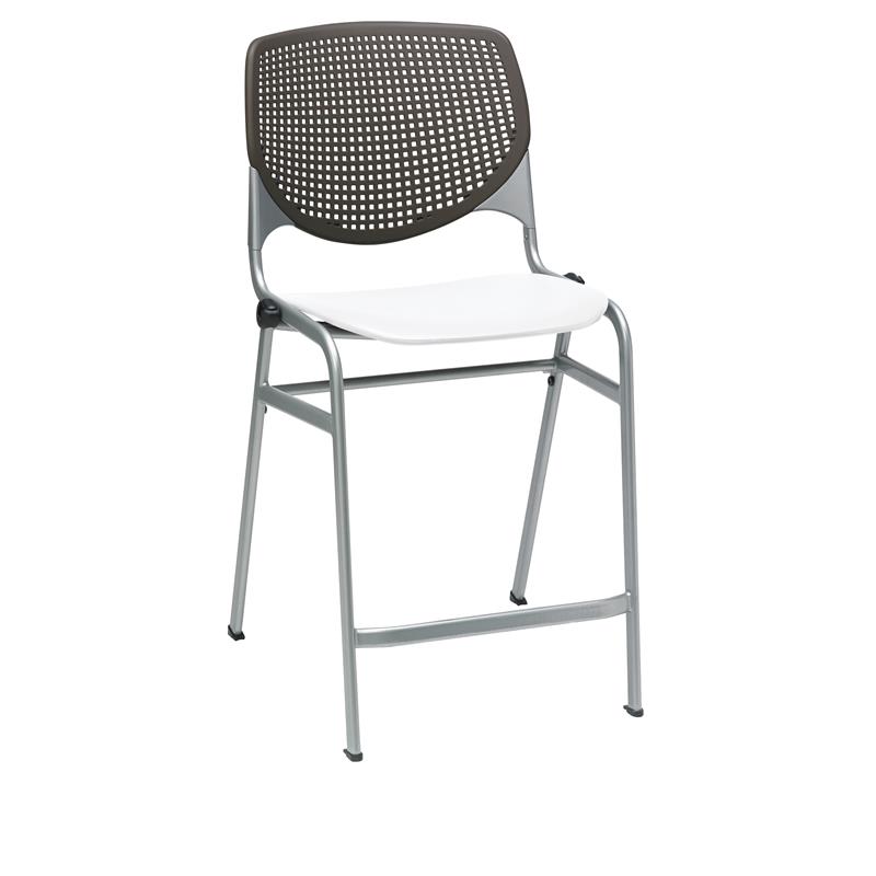 KFI Studios Plastic  KOOL Counter Stool - Brownstone Back - White Seat