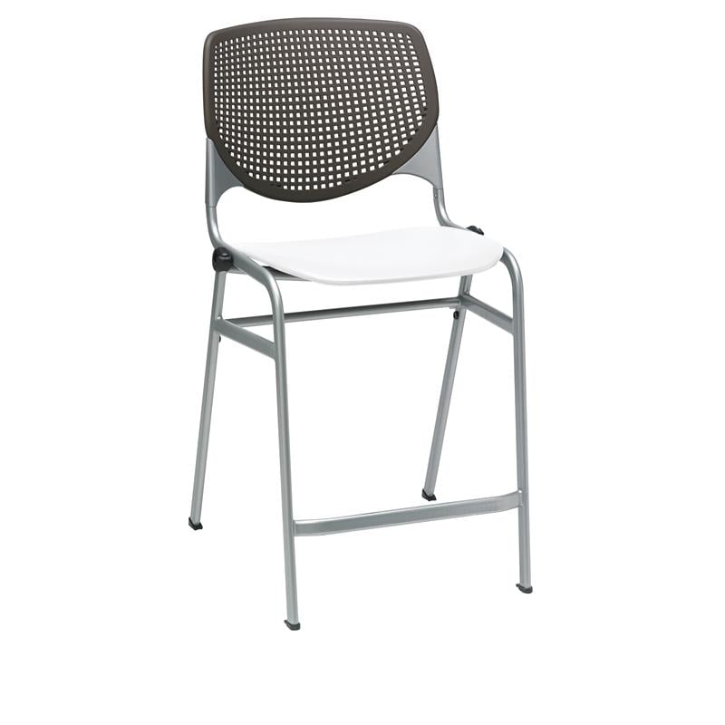 KFI Studios Plastic  KOOL Counter Stool - Brownstone Back - White Seat